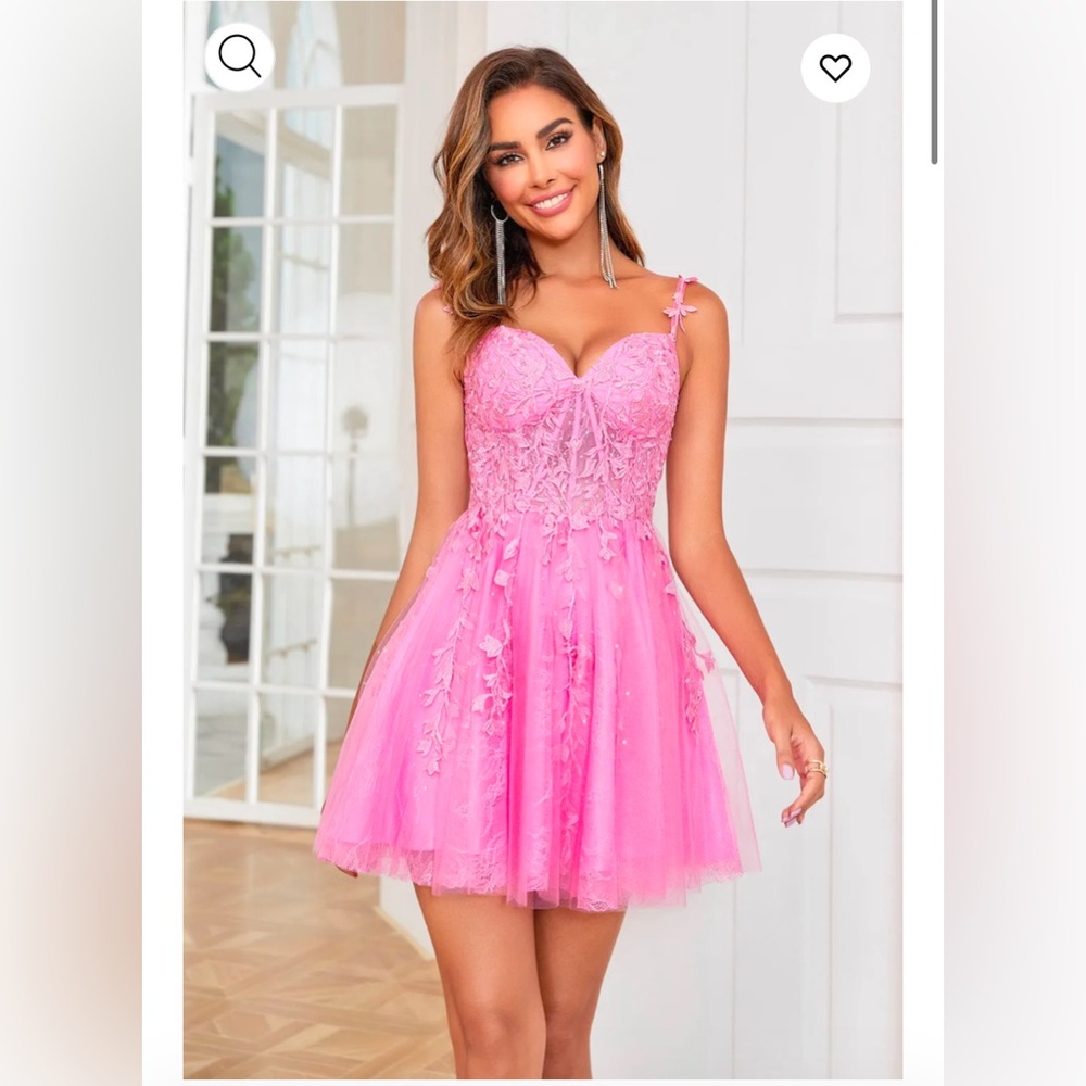 Pink corset lace short dress